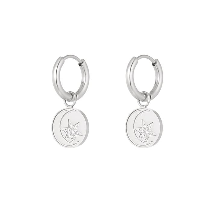 Stainless Steel Oorbellen Dames - Maan Ster