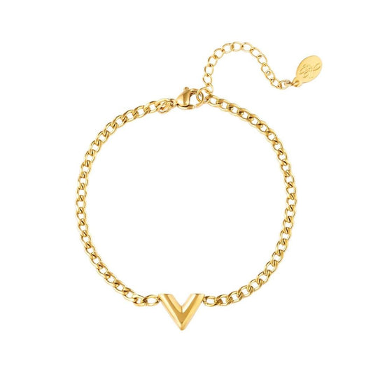 Gouden letter V armband