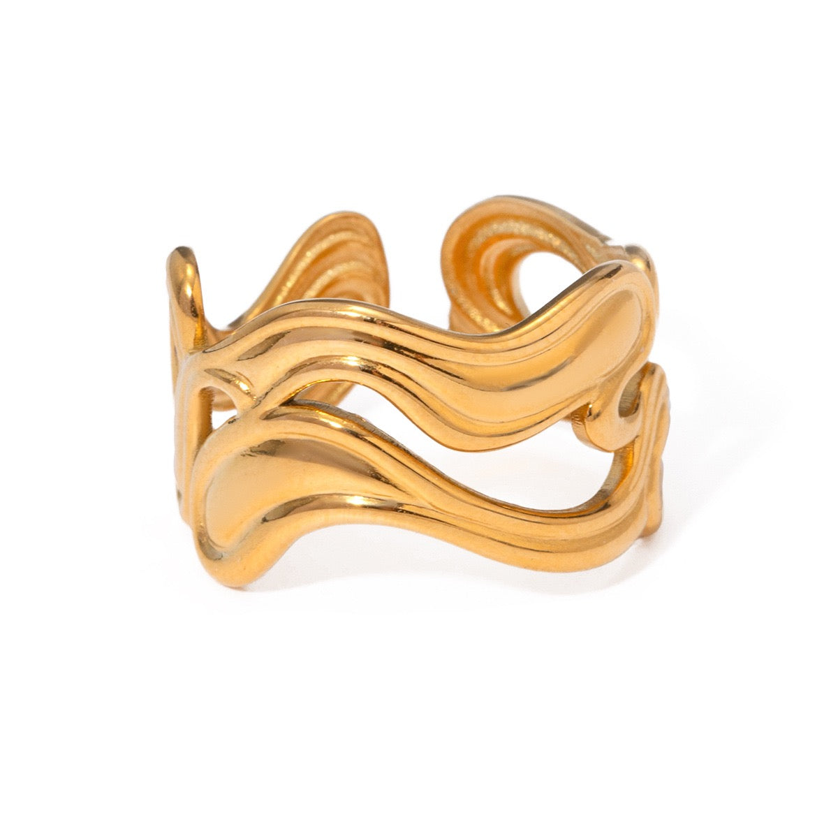 18k Vergulde wave ring