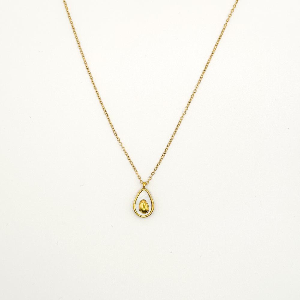 Stainless Steel Ketting - Oorbellen Set Dames - Avocado