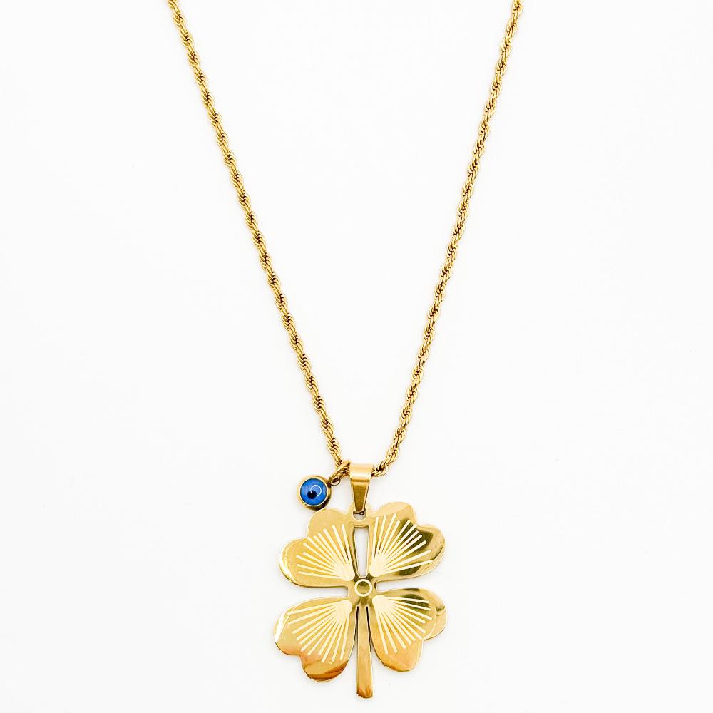 Stainless Steel Ketting- Oorbellen Set Dames - Geluk